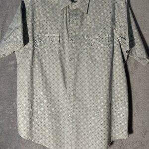 Wrangler Men's Geometric Patterned Shirt - Gray and Blue